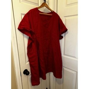 Bryn Walker Tunic Dress Linen Red Made USA Size 2X